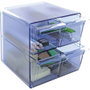 Archivo 2000 Archicubo Organizador Modular de 4 Cajones Azul Transparente